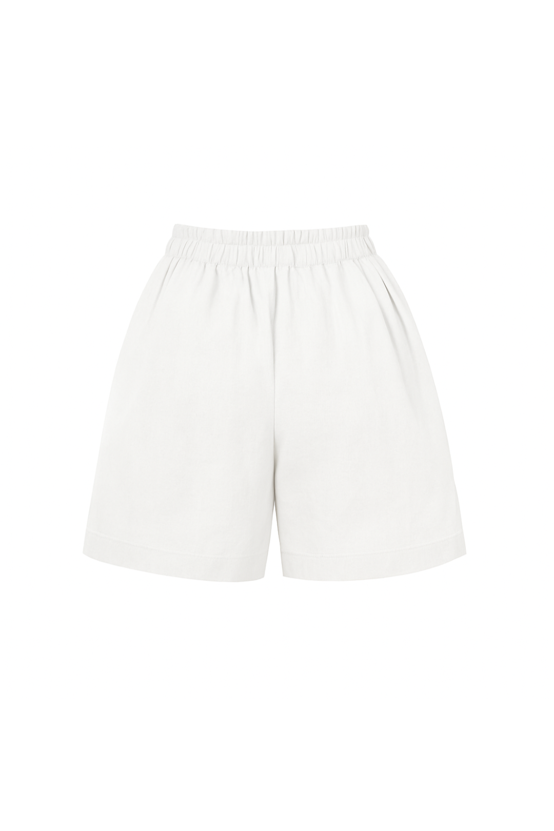 Lniane szorty Franka K model Diune w kolorze białym, o klasycznym kroju z gumką w talii.