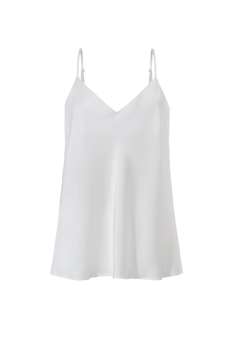 Satynowy top Franka K model Denise w kolorze białym, na cienkich ramiączkach.
