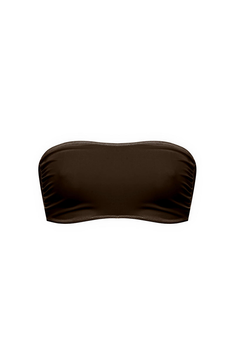 Góra od kostiumu kąpielowego Franka K model Kawai w kolorze brązowym, typu bandeau.