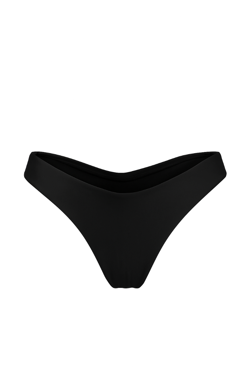 Czarny dół od kostiumu kąpielowego Franka K model Praia, wysoko wycięty na biodrach.