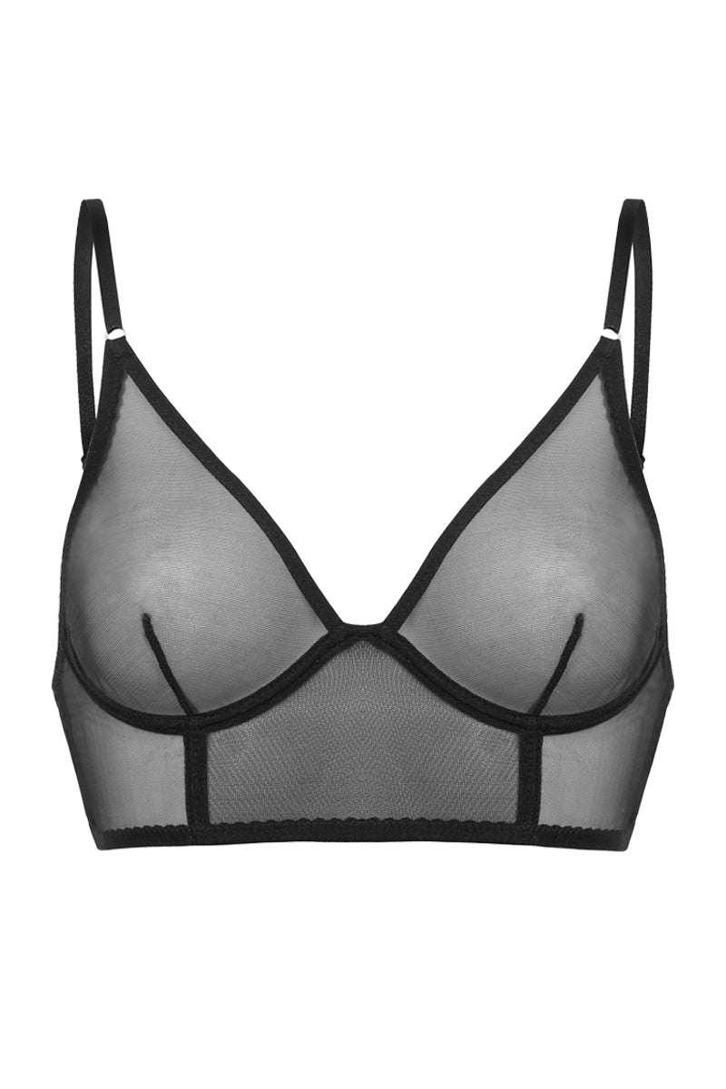 Gorsetowy top Franka K model Charlotte w kolorze czarnym, półprzezroczysty.