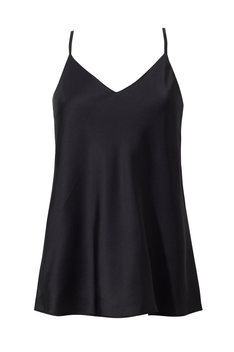 Satynowy top Franka K model Denise w kolorze czarnym, na cienkich ramiączkach.