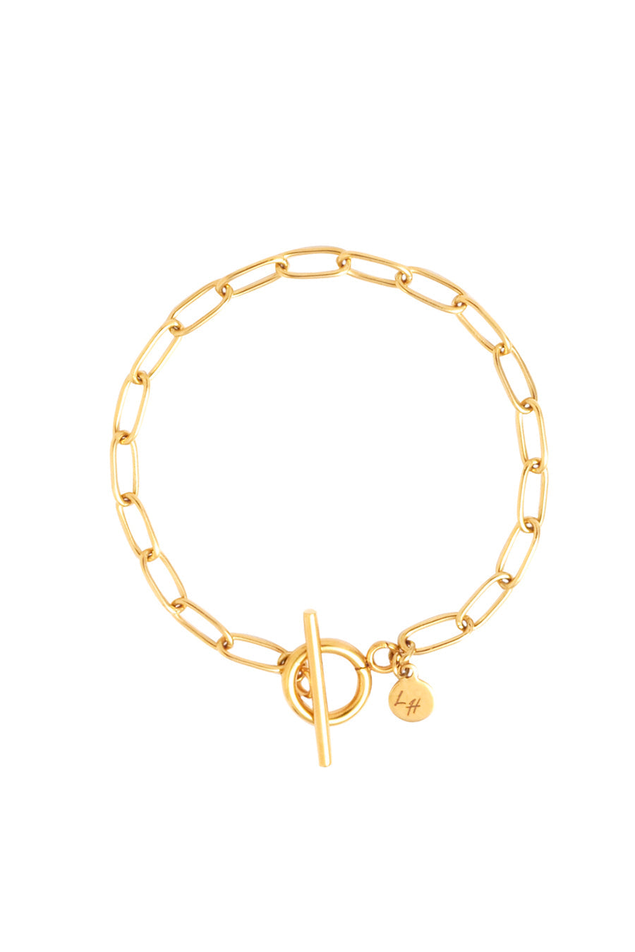 Bransoletka Franka K model Loraine, typu spinacz, w złotym kolorze.