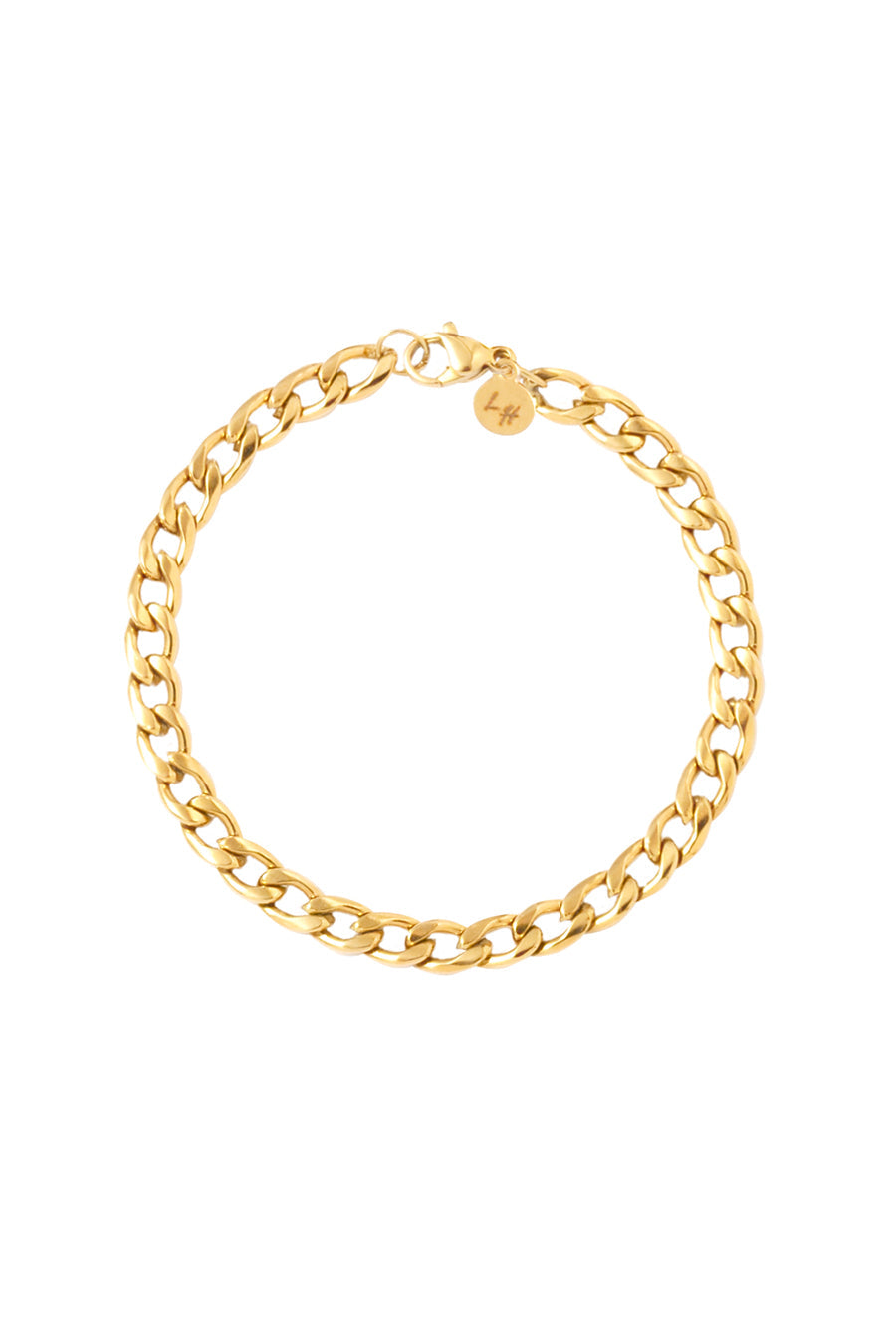 Bransoletka Franka K model Perrine, typu pancerka, w złotym kolorze.