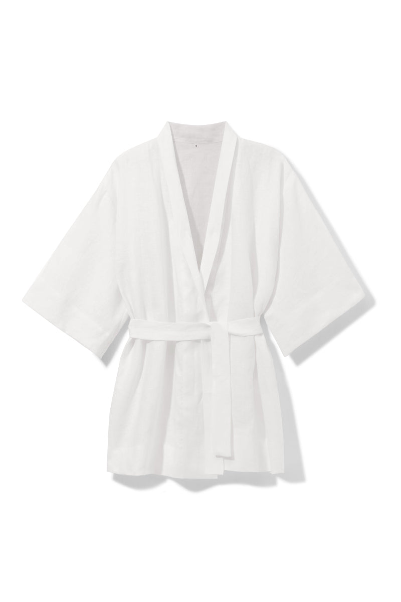 białe kimono z  lnu